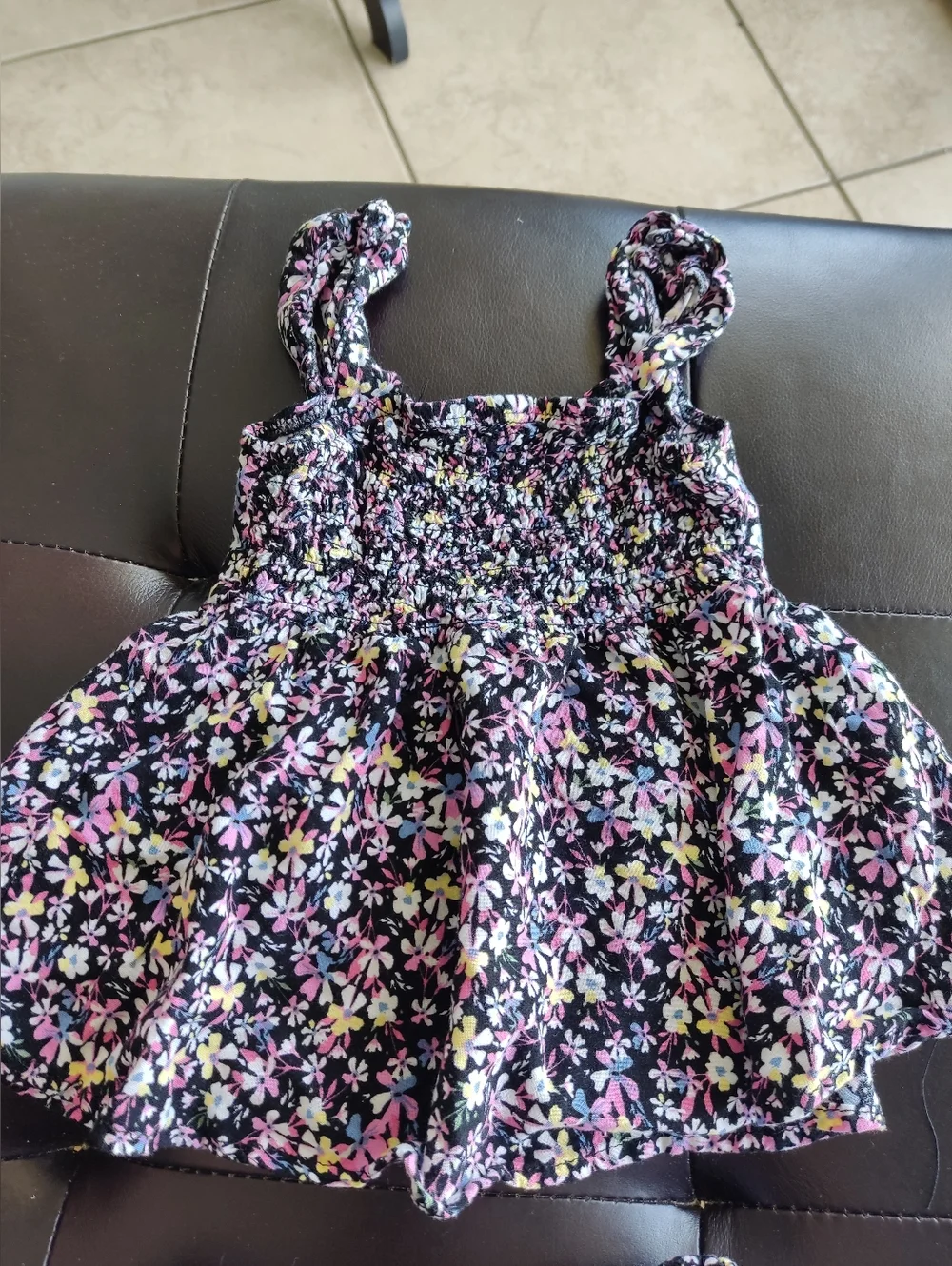 Btween Girls Floral Two-Piece Tank Top & Shorts Set - Black/Pink Size 4T - Picture 2 of 7